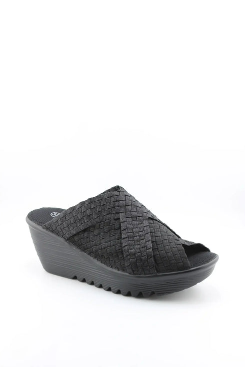 Bernie Mev Crisscross Woven Comfort Wedge Slide